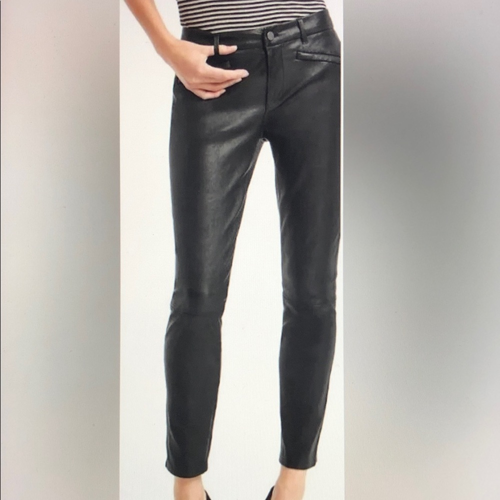 GAP Lamb Leather Black Skinny Ankle Pants Mid-rise Size 4